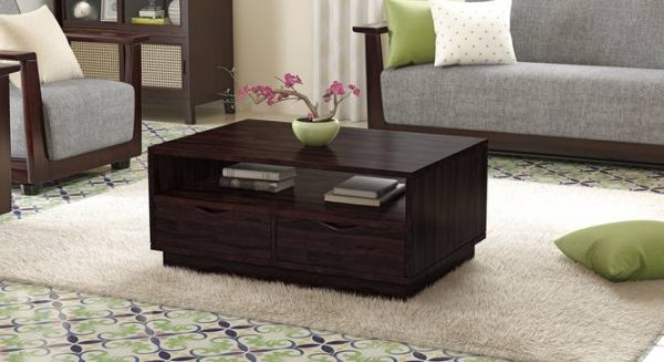 Zephyr Rectangular Solid Wood Coffee Table In Mahogany Finish