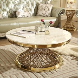 Luxury living room furniture couchtisch round marble nordic stone coffee table modern table basse pour salon center table glass