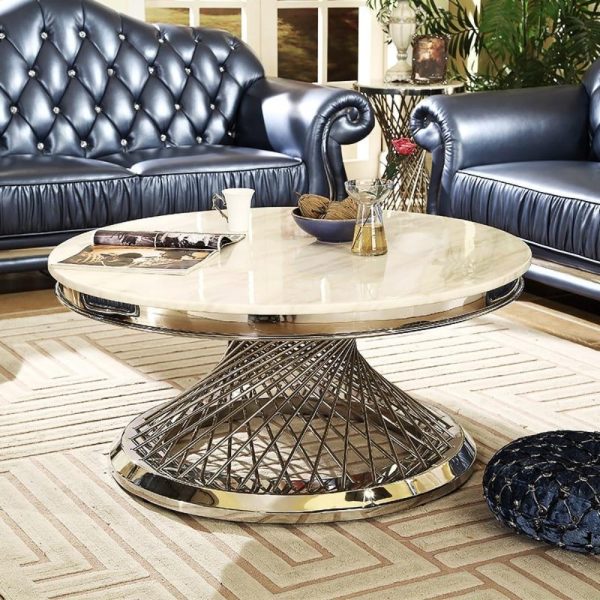 Luxury living room furniture couchtisch round marble nordic stone coffee table modern table basse pour salon center table glass - Image 6