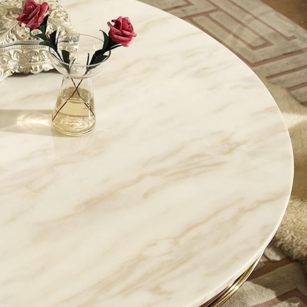 Luxury living room furniture couchtisch round marble nordic stone coffee table modern table basse pour salon center table glass - Image 5